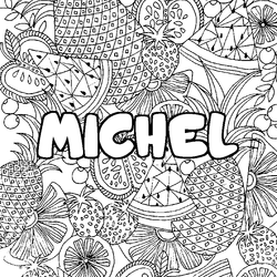 Coloraci&oacute;n del nombre MICHEL - decorado mandala de frutas