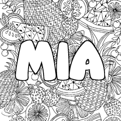 Coloraci&oacute;n del nombre MIA - decorado mandala de frutas