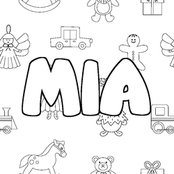 Coloraci&oacute;n del nombre MIA - decorado juguetes
