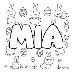 Coloraci&oacute;n del nombre MIA - decorado Pascua