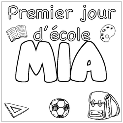 Coloraci&oacute;n del nombre MIA - decorado primer d&iacute;a de escuela
