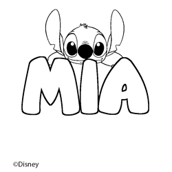 Coloraci&oacute;n del nombre MIA - decorado Stitch