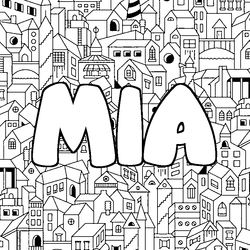 Coloraci&oacute;n del nombre MIA - decorado ciudad