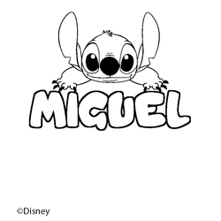 Coloraci&oacute;n del nombre MIGUEL - decorado Stitch