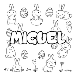Coloraci&oacute;n del nombre MIGUEL - decorado Pascua