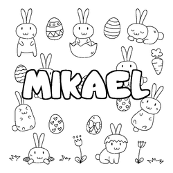 Coloraci&oacute;n del nombre MIKAEL - decorado Pascua