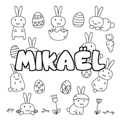 Coloraci&oacute;n del nombre MIKA&Euml;L - decorado Pascua