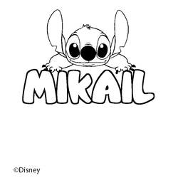 Coloraci&oacute;n del nombre MIKAIL - decorado Stitch