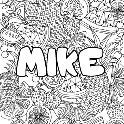 Coloraci&oacute;n del nombre MIKE - decorado mandala de frutas