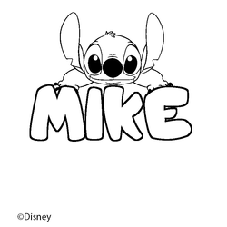 Coloraci&oacute;n del nombre MIKE - decorado Stitch