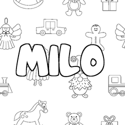 Coloraci&oacute;n del nombre MILO - decorado juguetes