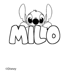 Coloraci&oacute;n del nombre MILO - decorado Stitch