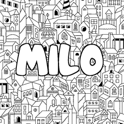 Coloraci&oacute;n del nombre MILO - decorado ciudad