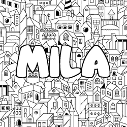 Coloraci&oacute;n del nombre MILA - decorado ciudad