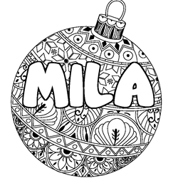 Coloraci&oacute;n del nombre MILA - decorado bola de Navidad