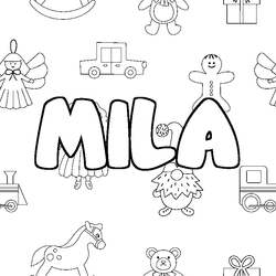 Coloraci&oacute;n del nombre MILA - decorado juguetes