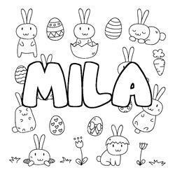 Coloraci&oacute;n del nombre MILA - decorado Pascua