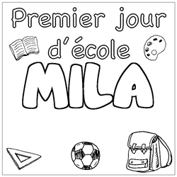 Coloraci&oacute;n del nombre MILA - decorado primer d&iacute;a de escuela