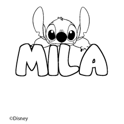 Coloraci&oacute;n del nombre MILA - decorado Stitch