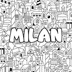 Coloraci&oacute;n del nombre MILAN - decorado ciudad