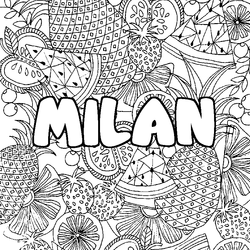 Coloraci&oacute;n del nombre MILAN - decorado mandala de frutas