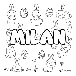 Coloraci&oacute;n del nombre MILAN - decorado Pascua