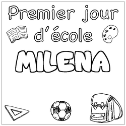 Coloraci&oacute;n del nombre MILENA - decorado primer d&iacute;a de escuela