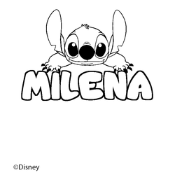 Coloraci&oacute;n del nombre MILENA - decorado Stitch