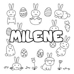 Coloraci&oacute;n del nombre MILENE - decorado Pascua