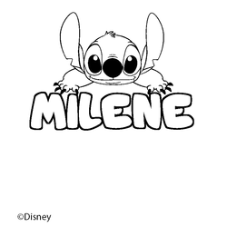 Coloraci&oacute;n del nombre MILENE - decorado Stitch
