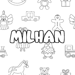 Coloraci&oacute;n del nombre MILHAN - decorado juguetes
