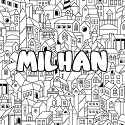 Coloraci&oacute;n del nombre MILHAN - decorado ciudad