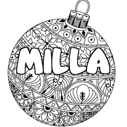 Coloraci&oacute;n del nombre MILLA - decorado bola de Navidad