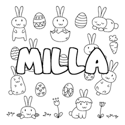 Coloraci&oacute;n del nombre MILLA - decorado Pascua