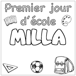Coloraci&oacute;n del nombre MILLA - decorado primer d&iacute;a de escuela
