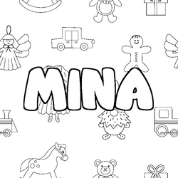 Coloraci&oacute;n del nombre MINA - decorado juguetes