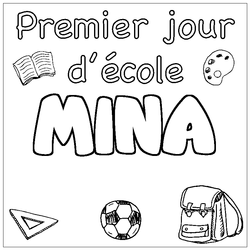 Coloraci&oacute;n del nombre MINA - decorado primer d&iacute;a de escuela