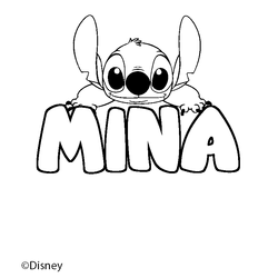 Coloraci&oacute;n del nombre MINA - decorado Stitch