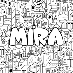 Coloraci&oacute;n del nombre MIRA - decorado ciudad