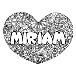 Coloraci&oacute;n del nombre MIRIAM - decorado mandala de coraz&oacute;n