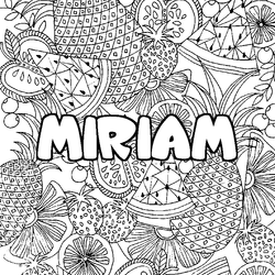Coloraci&oacute;n del nombre MIRIAM - decorado mandala de frutas