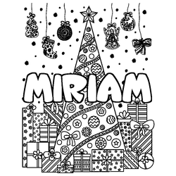 Coloraci&oacute;n del nombre MIRIAM - decorado &aacute;rbol de Navidad y regalos