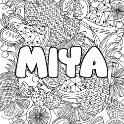 Coloraci&oacute;n del nombre MIYA - decorado mandala de frutas
