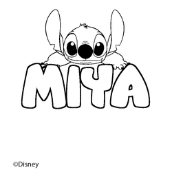 Coloraci&oacute;n del nombre MIYA - decorado Stitch
