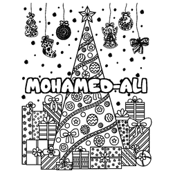 Coloraci&oacute;n del nombre MOHAMED-ALI - decorado &aacute;rbol de Navidad y regalos