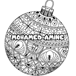 Coloraci&oacute;n del nombre MOHAMED-AMINE - decorado bola de Navidad