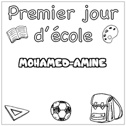 Coloraci&oacute;n del nombre MOHAMED-AMINE - decorado primer d&iacute;a de escuela