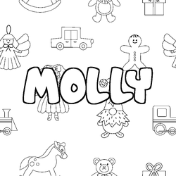 Coloraci&oacute;n del nombre MOLLY - decorado juguetes