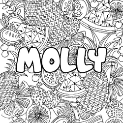 Coloraci&oacute;n del nombre MOLLY - decorado mandala de frutas