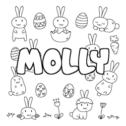 Coloraci&oacute;n del nombre MOLLY - decorado Pascua